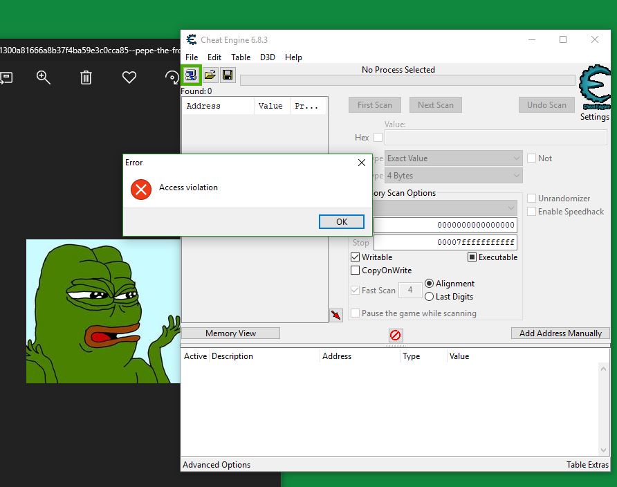 Cheat Engine :: View topic - anyone knows how to fix this error?