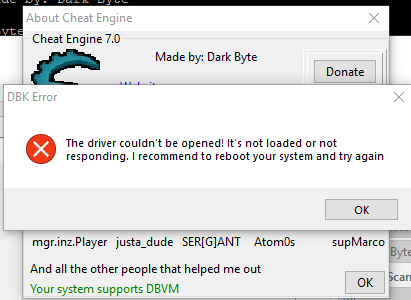 Cheat Engine :: View topic - DBK Error, driver couldn't be opened