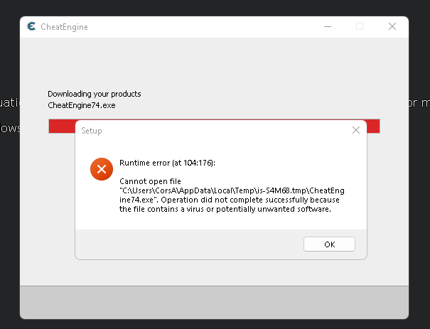 Trying To Install Cheat Engine On Windows : r/mildlyinfuriating